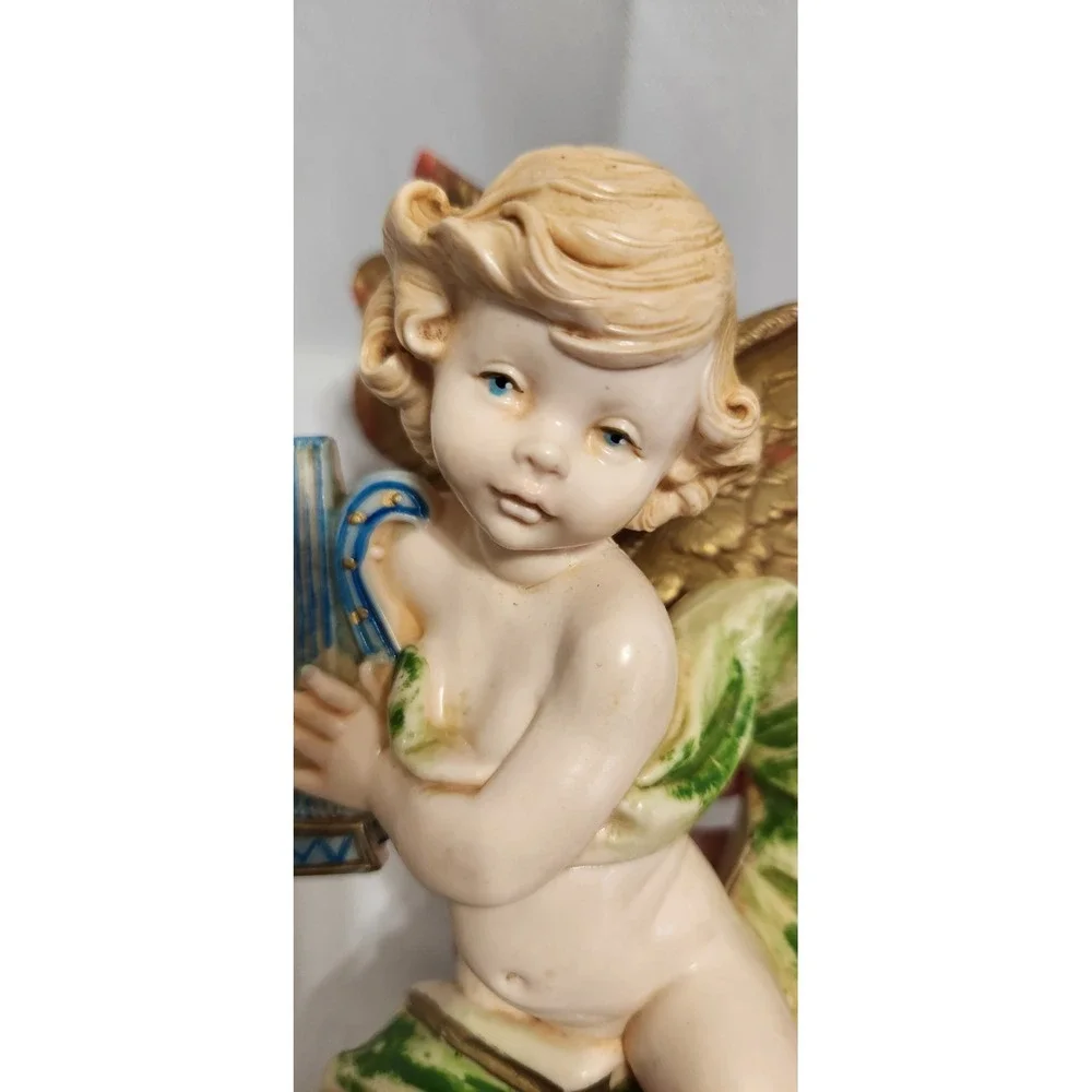 Vintage Simonelli Fontanini Cherub Angels Wall Decor Pair Italy 1984 Musical